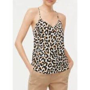J.Crew Leopard Print Racerback Lined Scalloped Cami Top